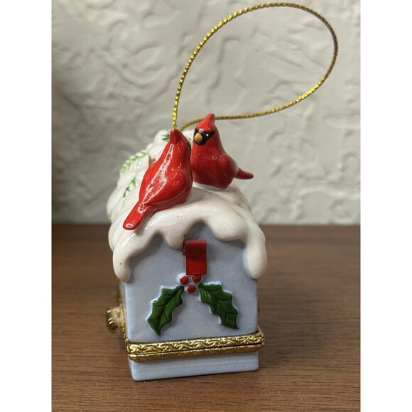Cardinal Mailbox Hinged Surprise Gift Trinket Box Christmas Ornament Bird - Picture 2 of 7
